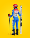 Woman Wearing Full Slalom Ski Kit Mockup