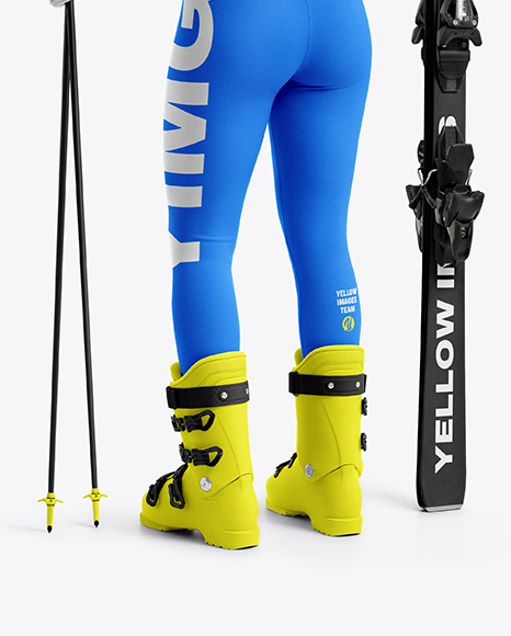 Woman Wearing Full Slalom Ski Kit Mockup