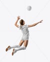 Woman Wearing Full Volleyball Kit with Ball Mockup