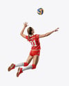 Woman Wearing Full Volleyball Kit with Ball Mockup