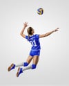 Woman Wearing Full Volleyball Kit with Ball Mockup