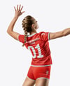 Woman Wearing Full Volleyball Kit with Ball Mockup