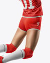 Woman Wearing Full Volleyball Kit with Ball Mockup