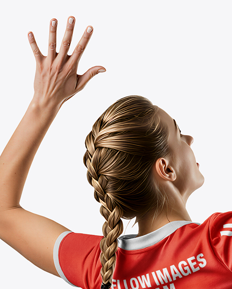 Woman Wearing Full Volleyball Kit with Ball Mockup