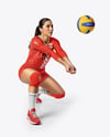 Woman Wearing Full Volleyball Kit with Ball Mockup