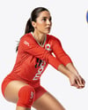 Woman Wearing Full Volleyball Kit with Ball Mockup