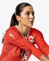 Woman Wearing Full Volleyball Kit with Ball Mockup