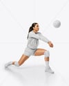 Woman Wearing Full Volleyball Kit with Ball Mockup