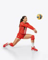 Woman Wearing Full Volleyball Kit with Ball Mockup