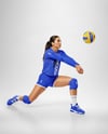 Woman Wearing Full Volleyball Kit with Ball Mockup