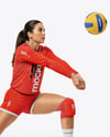 Woman Wearing Full Volleyball Kit with Ball Mockup