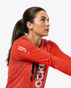 Woman Wearing Full Volleyball Kit with Ball Mockup