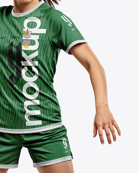 Woman Wearing Handball Kit with Ball Mockup