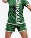 Woman Wearing Handball Kit with Ball Mockup