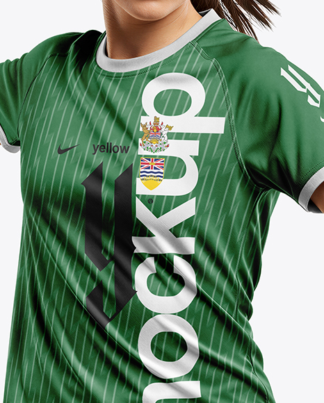 Woman Wearing Handball Kit with Ball Mockup