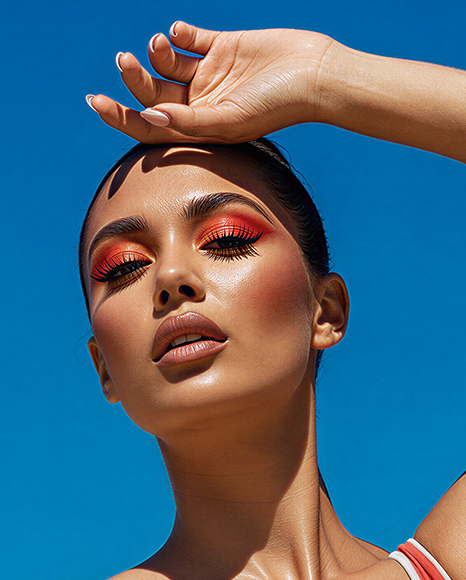 Woman Wearing One Piece Swimsuit with Volleyball Mockup