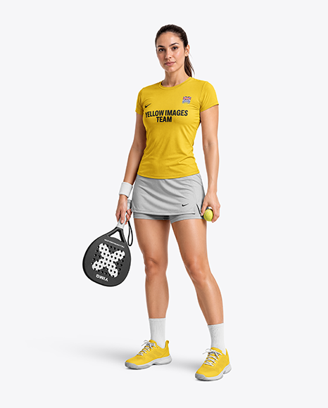 Woman Wearing Padel Tennis Uniform Mockup