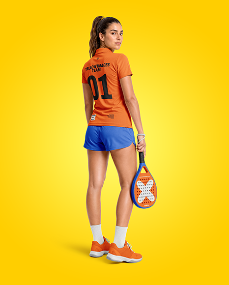 Woman Wearing Padel Tennis Uniform Mockup