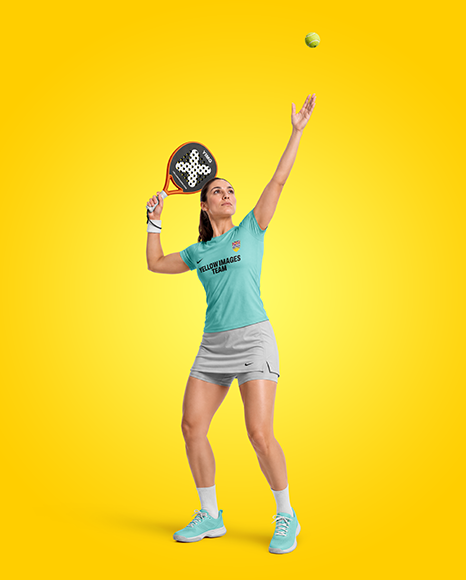 Woman Wearing Padel Tennis Uniform Mockup