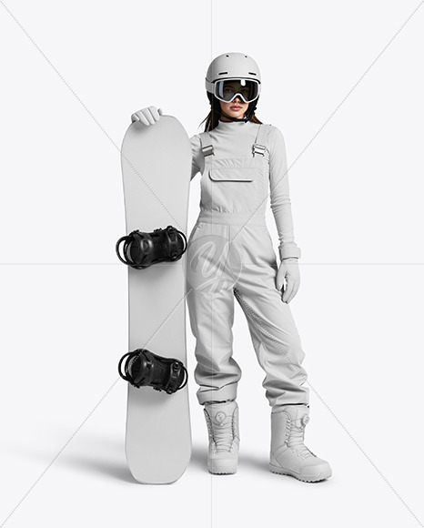 Woman Wearing Snowboard Kit Mockup