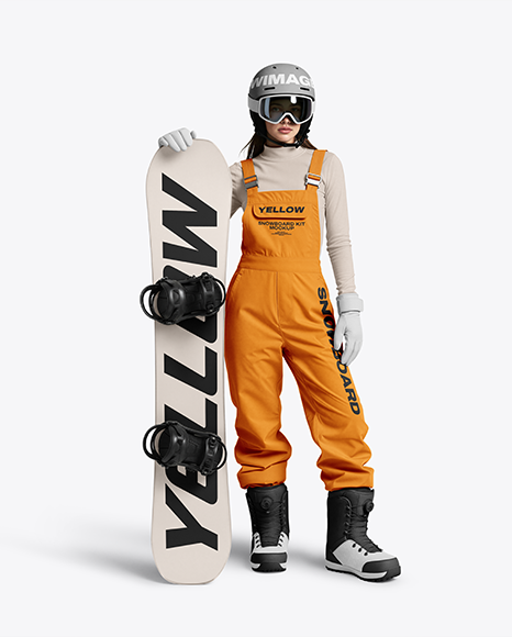 Woman Wearing Snowboard Kit Mockup