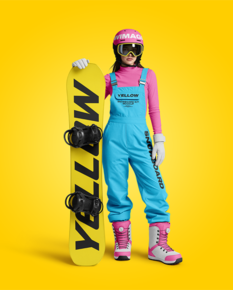Woman Wearing Snowboard Kit Mockup