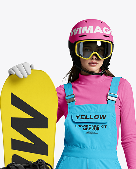 Woman Wearing Snowboard Kit Mockup