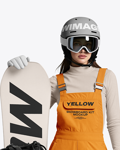 Woman Wearing Snowboard Kit Mockup