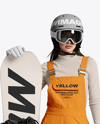 Woman Wearing Snowboard Kit Mockup