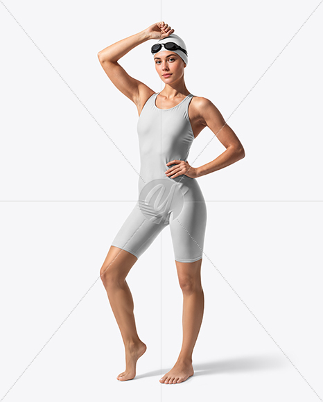 Woman Wearing Swimming Legsuit Mockup