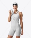 Woman Wearing Swimming Legsuit with Medal Mockup