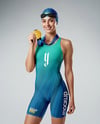 Woman Wearing Swimming Legsuit with Medal Mockup