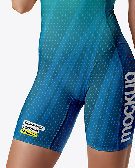 Woman Wearing Swimming Legsuit with Medal Mockup