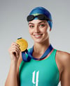 Woman Wearing Swimming Legsuit with Medal Mockup