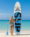Woman Wearing Swimsuit with SUP Board Mockup