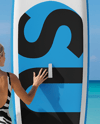Woman Wearing Swimsuit with SUP Board Mockup