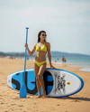 Woman Wearing Swimsuit with SUP Board Mockup