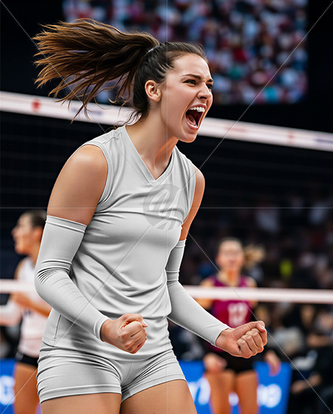 Woman Wearing Volleyball Kit Mockup