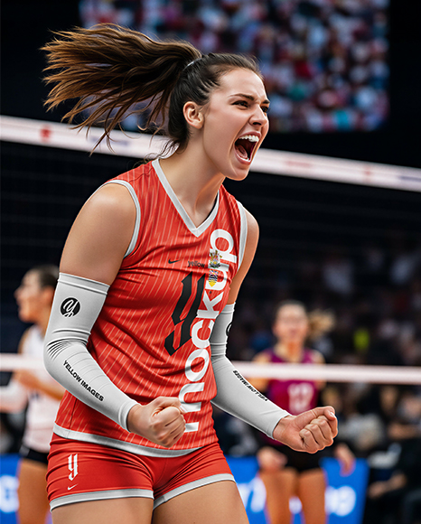 Woman Wearing Volleyball Kit Mockup