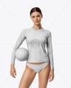 Woman Wearing Volleyball Raglan Jersey with Ball Mockup