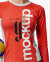 Woman Wearing Volleyball Raglan Jersey with Ball Mockup
