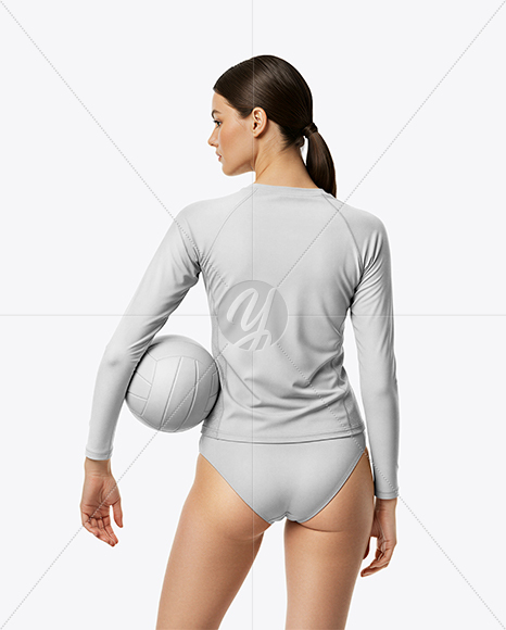 Woman Wearing Volleyball Raglan Jersey with Ball Mockup