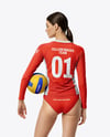Woman Wearing Volleyball Raglan Jersey with Ball Mockup