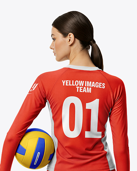 Woman Wearing Volleyball Raglan Jersey with Ball Mockup
