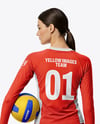 Woman Wearing Volleyball Raglan Jersey with Ball Mockup