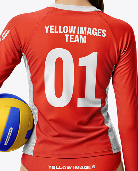 Woman Wearing Volleyball Raglan Jersey with Ball Mockup