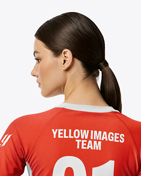 Woman Wearing Volleyball Raglan Jersey with Ball Mockup