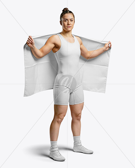 Woman Wearing Wrestling Uniform Mockup