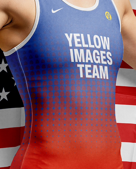 Woman Wearing Wrestling Uniform Mockup