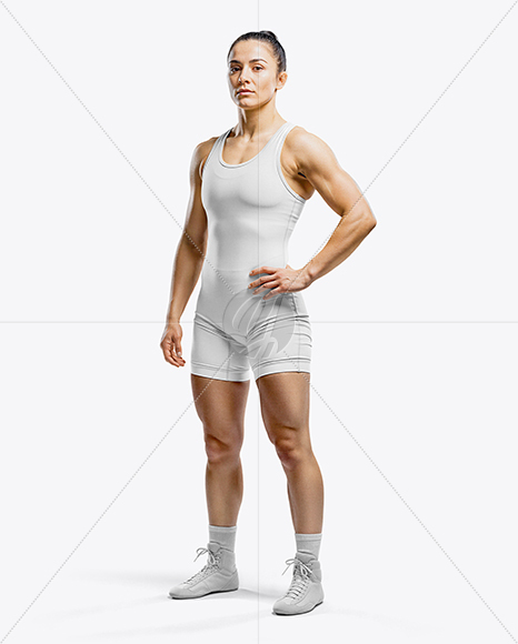 Woman Wearing Wrestling Uniform Mockup